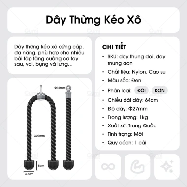Dây Thừng Kéo Tập Cơ Tay & Bụng - Giá 140.000đ, Tăng Sức Mạnh, Đỡ Đánh Đầu, Đánh Giá Tốt