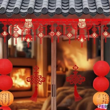 Dây treo khánh liễng nhung đỏ chũ phúc - Rem treo ngang trang trí nhà cửa, văn phòng đón Tết 2.026, giá ưu đãi 69.000₫