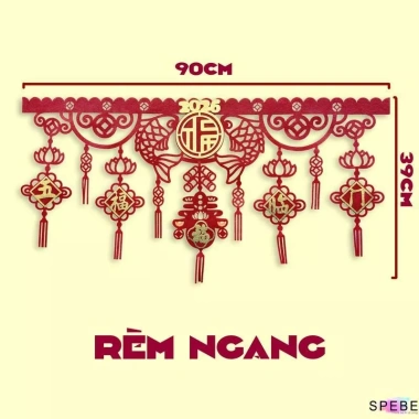 Dây treo khánh liễng nhung đỏ chũ phúc - Rem treo ngang trang trí nhà cửa, văn phòng đón Tết 2.026, giá ưu đãi 69.000₫