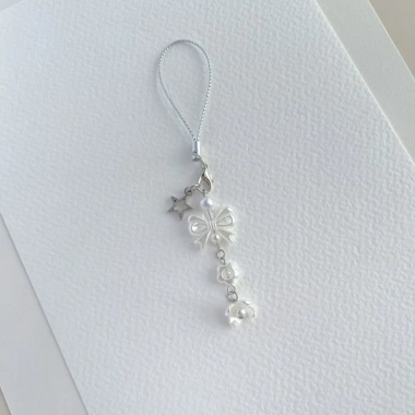 Dây treo móc khóa điện thoại mix hoa và charm nơ giảm giá 20k siêu xinh 3