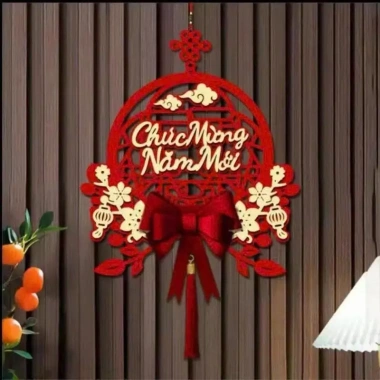 Dây treo nhung đỏ chúc mừng năm mới - phong thủy tài lộc, kèm móc treo 37.000đ