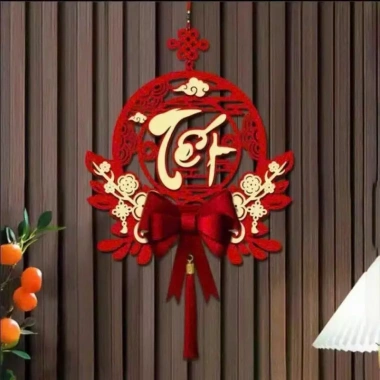 Dây treo nhung đỏ chúc mừng năm mới - phong thủy tài lộc, kèm móc treo 37.000đ