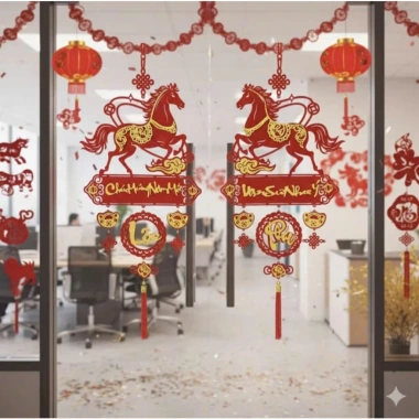 Dây treo Trang trí Tết 2.026 Hình con ngựa Liễn nhung đỏ - Phát tài, phát lộc, đón năm Bính Ngọ, chỉ 60.000₫