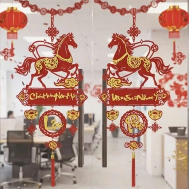 Dây treo Trang trí Tết 2.026 Hình con ngựa Liễn nhung đỏ - Phát tài, phát lộc, đón năm Bính Ngọ, chỉ 60.000₫
