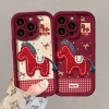 Dây treo vỏ iPhone 17-11 Pro Max X XR XS Max 7-8 Plus- Ngựa Đỏ dễ thương, vỏ mềm 3