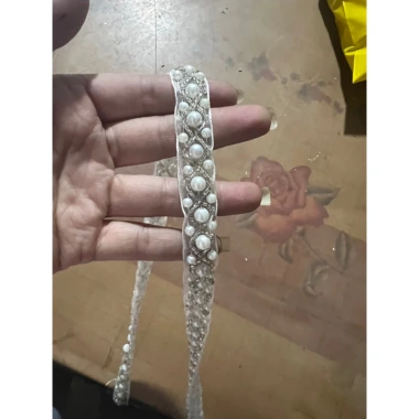 Dây viền cổ áo váy chuỗi ngọc nửa viền đá 1m - phụ liệu thời trang giá ưu đãi 54k 5