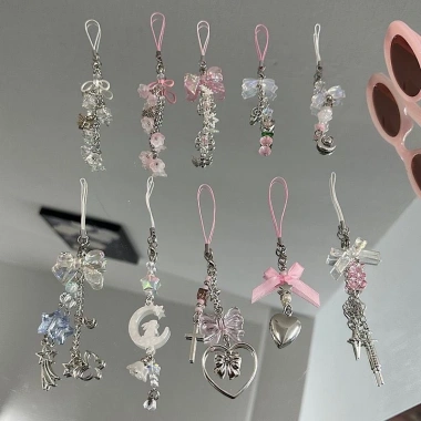 Dây xích hợp kim Ngọt Mạ Ngôi Sao Nơ - Trang trí điện thoại, chìa khóa, mặt dây chuyền cô gái trái tim - Quà tặng 23.650đ