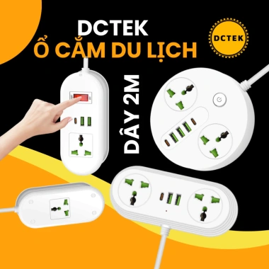 DCTEK T26/T27/T28 Ổ cắm du lịch 2m 2 lỗ, cổng sạc 12W - Tiện lợi, giá 170.000₫ DCTEK T26/T27/T28 Ổ cắm du lịch 2m 2 lỗ, cổng sạc 12W - Tiện lợi, giá 170.000₫