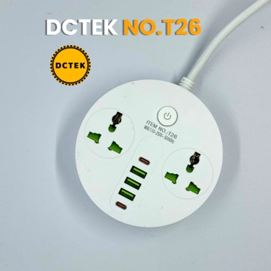 DCTEK T26/T27/T28 Ổ cắm du lịch 2m 2 lỗ, cổng sạc 12W - Tiện lợi, giá 170.000₫
