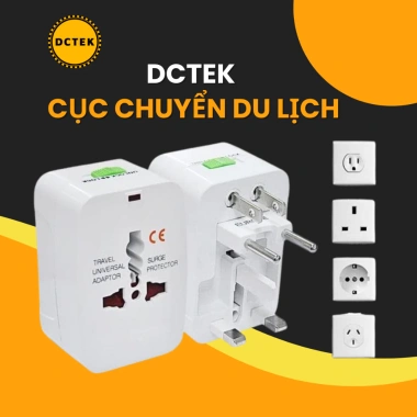 DCTEK T26/T27/T28 Ổ cắm du lịch 2m 2 lỗ, cổng sạc 12W - Tiện lợi, giá 170.000₫