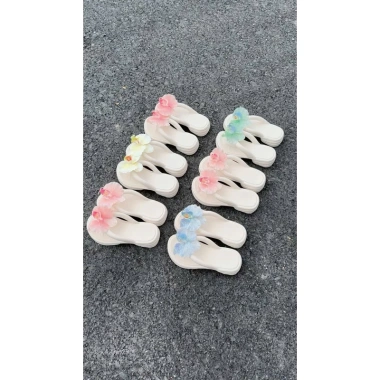 Đế cao 4cm Dép xỏ ngón hoa lan cánh xoăn siêu xinh, đi biển hot 2.025 115k
