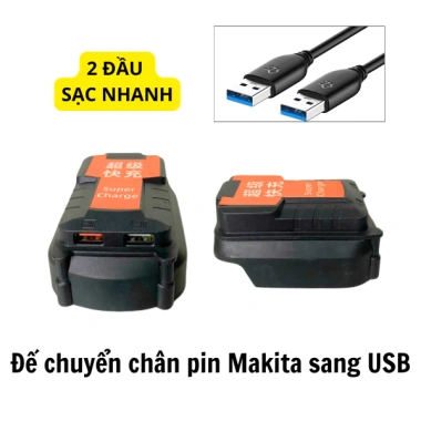 Đế chuyển chân pin Makita sang USB sạc dự phòng 2 đầu sạc nhanh Giá ưu đãi 101.000₫