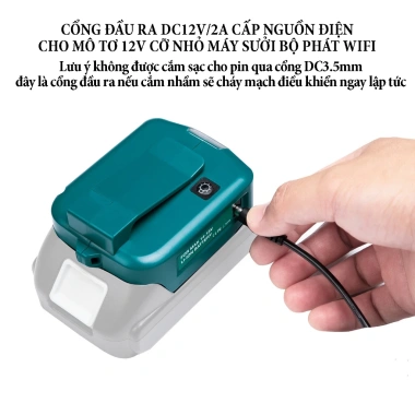 Đế chuyển pin Makita thành sạc dự phòng 2 cổng USB 5V2.1Ah, DC12V, đèn LED 3 chế độ – Giá 278.000₫ 6