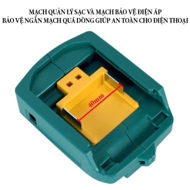 Đế chuyển pin Makita thành sạc dự phòng 2 cổng USB 5V2.1Ah, DC12V, đèn LED 3 chế độ – Giá 278.000₫ 7
