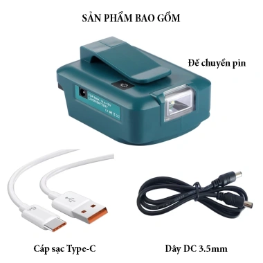 Đế chuyển pin Makita thành sạc dự phòng 2 cổng USB 5V2.1Ah, DC12V, đèn LED 3 chế độ – Giá 278.000₫ 9