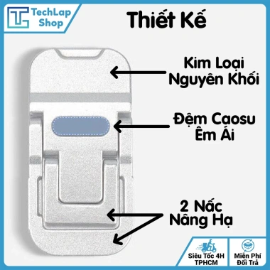 Đế Kê Laptop Dán Lưng Bền Hợp Kim Kẽm - Chân Đỡ Mini Gấp Gọn Di Động Cho MacBook