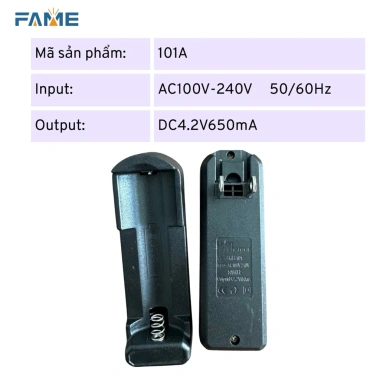 Đế sạc 101A cho pin Li-ion 18.650 - Đèn báo xanh đỏ, lộn đầu vẫn sạc, 35.000 VND