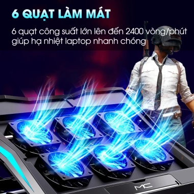 Đế tản nhiệt laptop SIDOTECH Q3-PRO 6 quạt gaming - Giá đỡ MacBook, kệ làm mát chống ồn LED, giảm còn 308.000₫