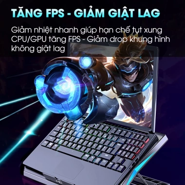 Đế tản nhiệt laptop SIDOTECH Q3-PRO 6 quạt gaming - Giá đỡ MacBook, kệ làm mát chống ồn LED, giảm còn 308.000₫