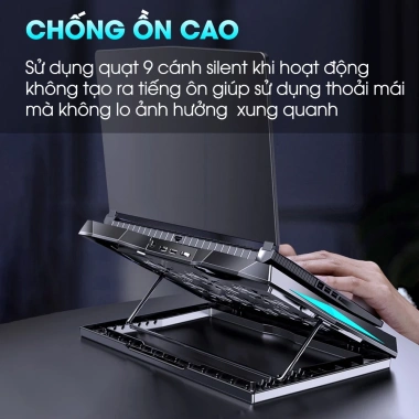 Đế tản nhiệt laptop SIDOTECH Q3-PRO 6 quạt gaming - Giá đỡ MacBook, kệ làm mát chống ồn LED, giảm còn 308.000₫