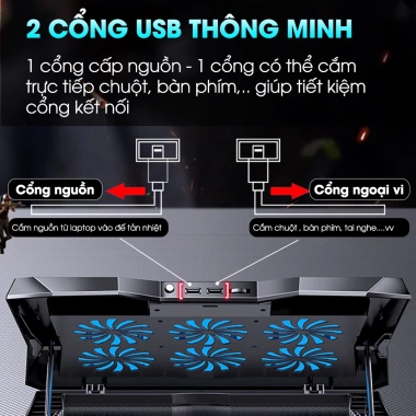 Đế tản nhiệt laptop SIDOTECH Q3-PRO 6 quạt gaming - Giá đỡ MacBook, kệ làm mát chống ồn LED, giảm còn 308.000₫