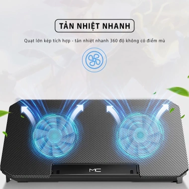 Đế tản nhiệt SIDOTECH Q100 cho laptop - Làm mát nhanh, LED, quạt chống ồn 4 mức