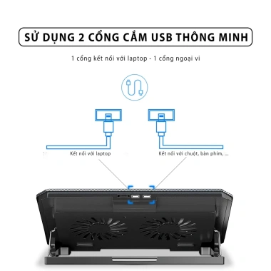 Đế tản nhiệt SIDOTECH Q100 cho laptop - Làm mát nhanh, LED, quạt chống ồn 4 mức