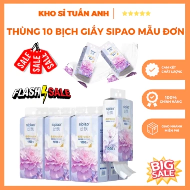 Deal HOT Thùng 10 Bịch Giấy Treo Đa Năng SIPIAO Hoa Mẫu Đơn 4 Lớp 1.000 tờ + Móc Treo - 68.000₫