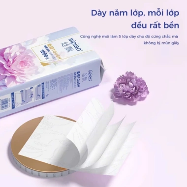 Deal HOT Thùng 10 Bịch Giấy Treo Đa Năng SIPIAO Hoa Mẫu Đơn 4 Lớp 1.000 tờ + Móc Treo - 68.000₫