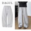 Deal mở bán quần nỉ 2 da rộng ống cong DAGUL nam nữ, dây thừng cách điệu, mềm mịn không bai xù - chỉ 109k