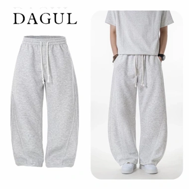 Deal mở bán quần nỉ 2 da rộng ống cong DAGUL nam nữ, dây thừng cách điệu, mềm mịn không bai xù - chỉ 109k