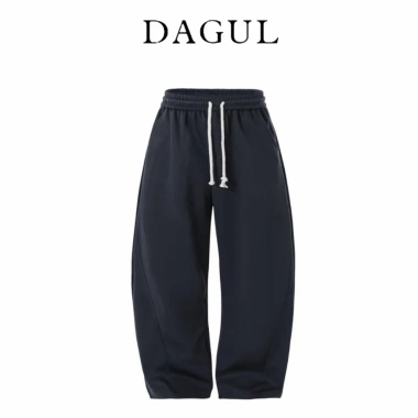 Deal mở bán quần nỉ 2 da rộng ống cong DAGUL nam nữ, dây thừng cách điệu, mềm mịn không bai xù - chỉ 109k