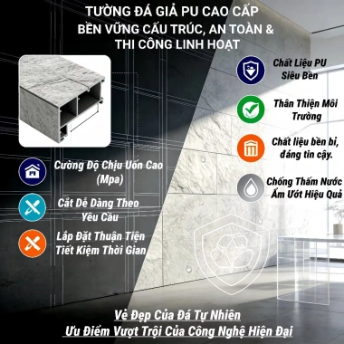Deal Sốc Bộ Đá Trang Trí Tường PU Giả Cổ Điển - Biến Hóa Không Gian, Đa Mẫu, An Toàn, Thi Công Nhanh, Giá 459k