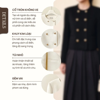 Deal Tết áo khoác dạ nữ khuy 2 hàng BEAUTEBYV dạ len lót đệm vai - 1.037.400đ