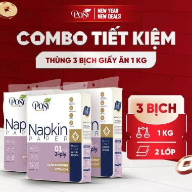 Deal Tiết Kiệm Thùng 3 Bịch Giấy Ăn POSY 1kg 2 Lớp Siêu Dai Thấm Hút Tốt An Toàn Da Chỉ 139.000₫ 2 Deal Tiết Kiệm Thùng 3 Bịch Giấy Ăn POSY 1kg 2 Lớp Siêu Dai Thấm Hút Tốt An Toàn Da Chỉ 139.000₫ 2