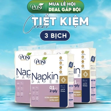 Deal Tiết Kiệm Thùng 3 Bịch Giấy Ăn POSY 1kg 2 Lớp Siêu Dai Thấm Hút Tốt An Toàn Da Chỉ 139.000₫ 3 Deal Tiết Kiệm Thùng 3 Bịch Giấy Ăn POSY 1kg 2 Lớp Siêu Dai Thấm Hút Tốt An Toàn Da Chỉ 139.000₫ 3