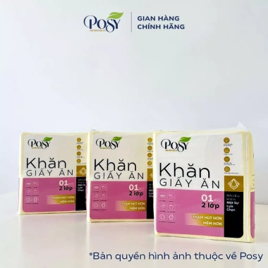 Deal Tiết Kiệm Thùng 3 Bịch Giấy Ăn POSY 1kg 2 Lớp Siêu Dai Thấm Hút Tốt An Toàn Da Chỉ 139.000₫