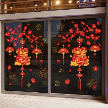 Decal cành đào CHỮ VIỆT - Tranh hoa đào Tết 2.026, in 2 mặt, T16, 35.000₫