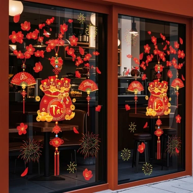 Decal cành đào CHỮ VIỆT - Tranh hoa đào Tết 2.026, in 2 mặt, T16, 35.000₫