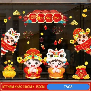 Decal cành đào CHỮ VIỆT - Tranh hoa đào Tết 2.026, in 2 mặt, T16, 35.000₫