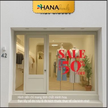 Decal Chữ SALE Cỡ To Trang Trí Kính - Đề Can Tùy Chỉnh SOFF11 Hana Decals