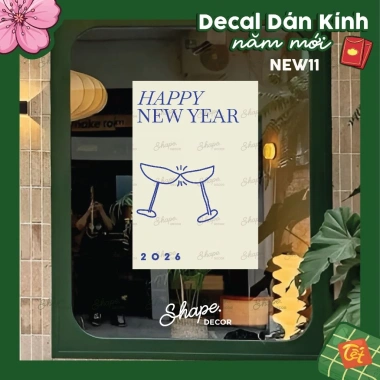 Decal dán kính Tết 2.026 Bính Ngọ - Tranh dán kính đẹp, dễ dán, giảm giá 133k