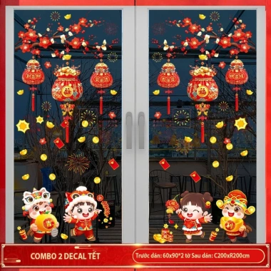 Decal Dán Tết 2.026 Hít Tĩnh Điện - Trang Trí Cửa Kính, Rèm Đèn Lồng Đèn Dây Đỏ Mừng Xuân, Giá 32.000 VND 9