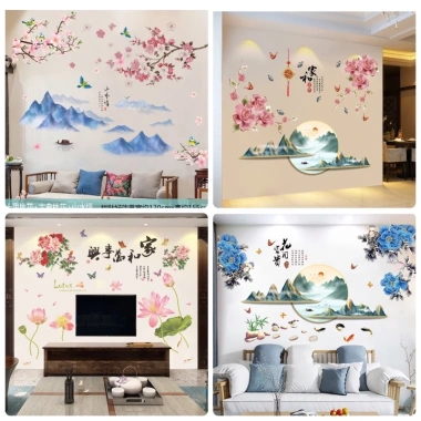 Decal Dán Tường 3D Tranh Sơn Thuỷ Phòng Khách Đón Tết - Giá 54.870 VND Giảm 18%