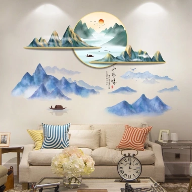 Decal Dán Tường 3D Tranh Sơn Thuỷ Phòng Khách Đón Tết - Giá 54.870 VND Giảm 18%