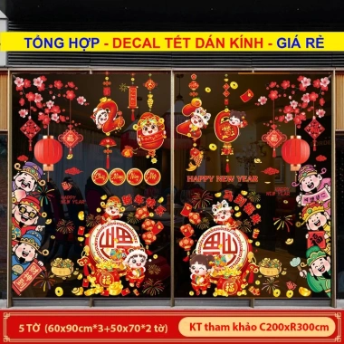 Decal Dán Tường Cành Đào Đỏ - Trang Trí Tết, Dán Kính, Xuân Bính Ngọ, Giao Hàng Miễn Phí, Giá Ưu Đãi 29.075