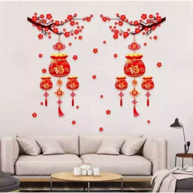 Decal Dán Tường Cành Đào Tết 2.026 - Trang Trí Nhà Ở, Phòng Khách, Văn Phòng, Giá 58.5k