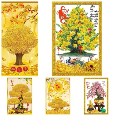 Decal dán tường hoa Mai trang trí Tết keo dán sẵn giá ưu đãi 45.000₫