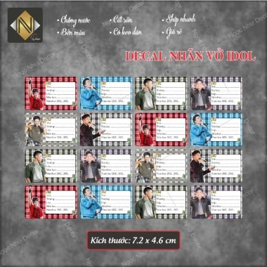 Decal giấy không cần màng nhãn vở Idol anh trai Say Hi in tên tùy chỉnh Set 16 nhãn dán