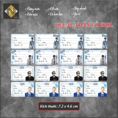 Decal giấy không cần màng nhãn vở Idol anh trai Say Hi in tên tùy chỉnh Set 16 nhãn dán